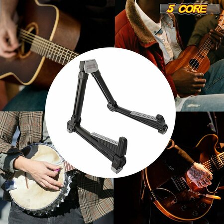 5 Core 5 Core Guitar Stands Floor - Adjustable Folding A Frame Aluminium Guitar Holder- GSS AL BLK GSS AL BLK